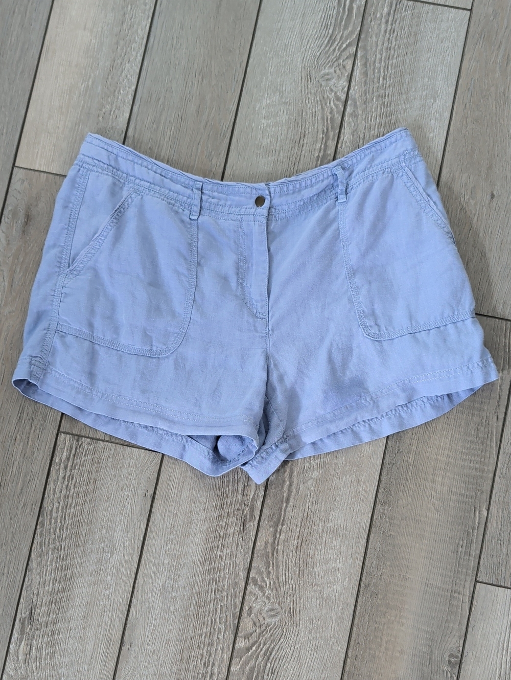 LOFT Light Blue Linen Shorts with Front Pockets